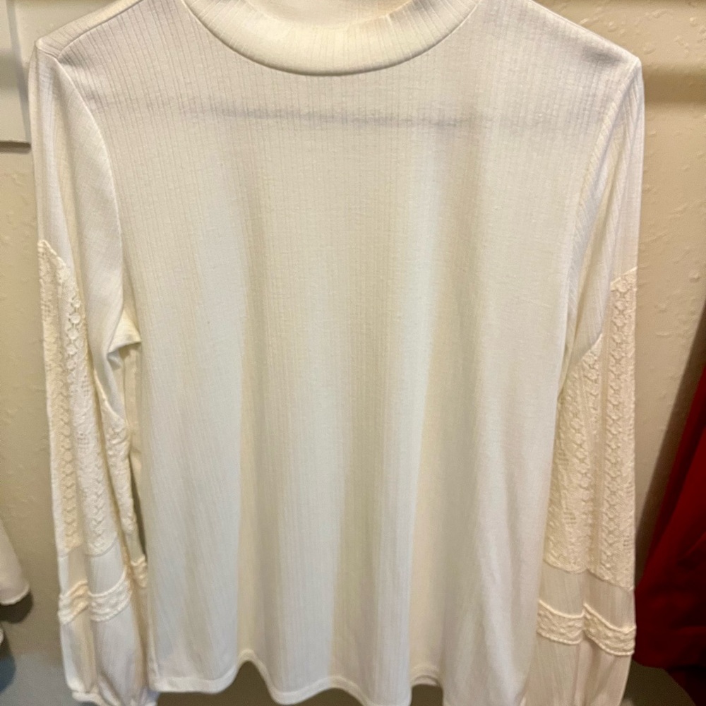 Maurices Cream Lace Sleeve Blouse